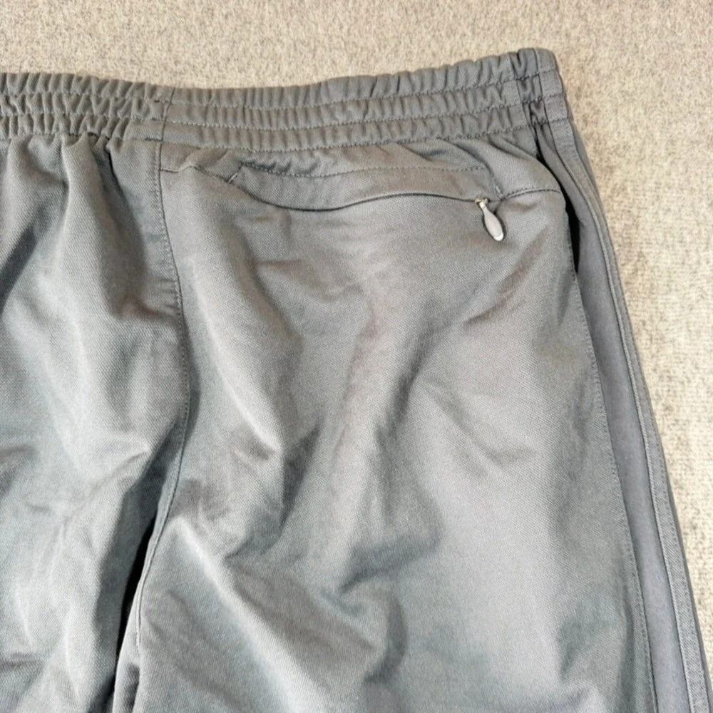 Adidas Mens Track Pants Charcoal Grey 3-Stripe Athletic Training Size Large
